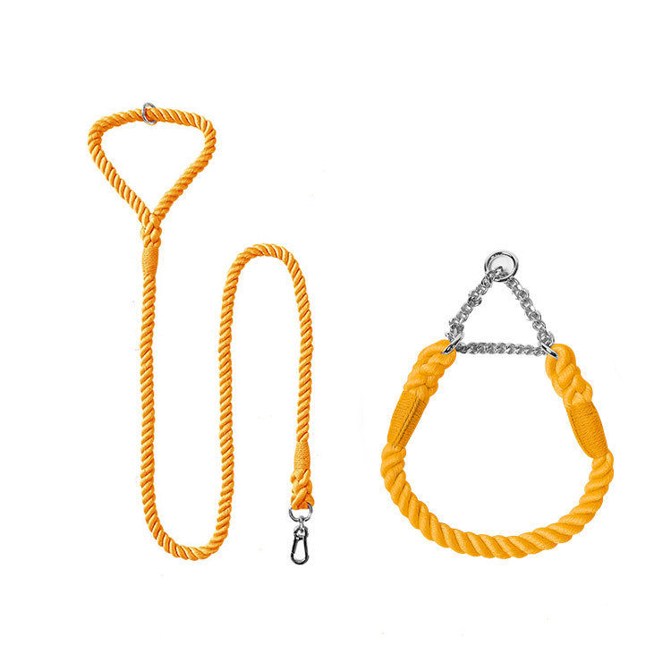 Woven Cotton Pet Leash And Collar Set Durable Walking Gear