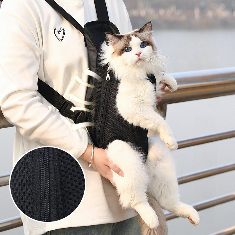Pet Carrier Backpack Breathable Portable Adjustable Front Travel Bag