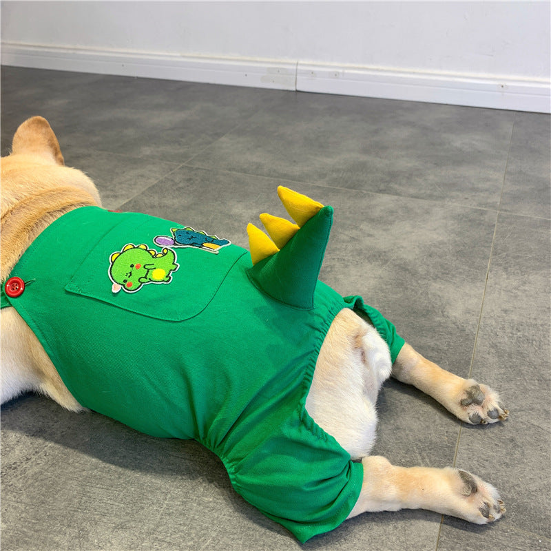 Pet Suspenders Outfit French Dinosaur Style Clothing For Pets