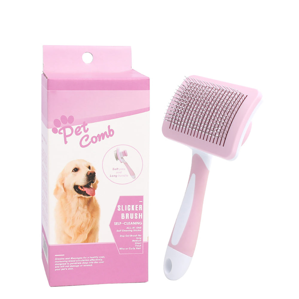 Self Cleaning Slicker Brush For Pet Hair Removal And Grooming