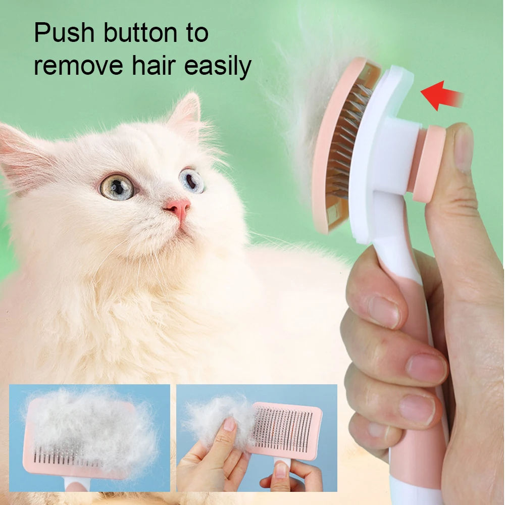 Self Cleaning Slicker Brush For Pet Hair Removal And Grooming
