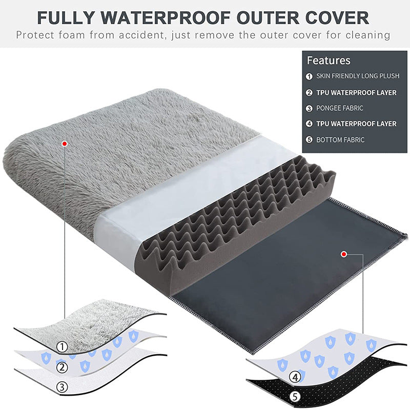 Plush Square Pet Bed Memory Foam Soft Deep Sleep Sofa