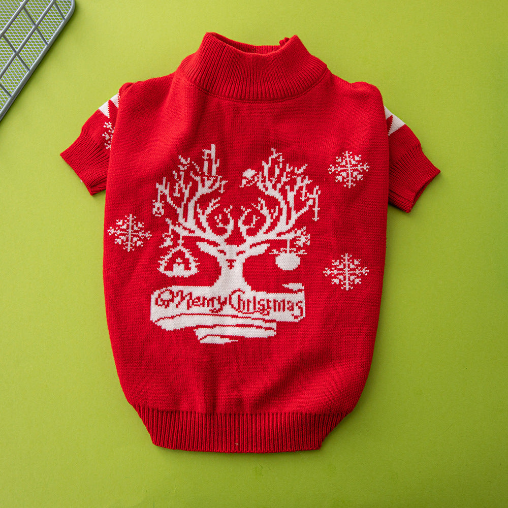 Christmas Pet Sweater Tree Elk Soft Warm Knit Clothing