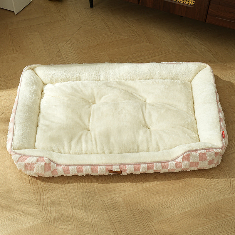 Thickened Warm Plaid Pet Bed Soft PP Cotton Mattress