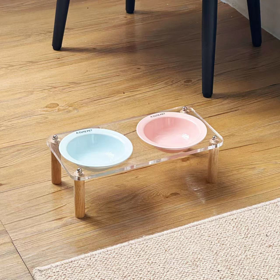 Anti-Tumble High-Leg Pet Water and Food Bowl Ceramic Double Set