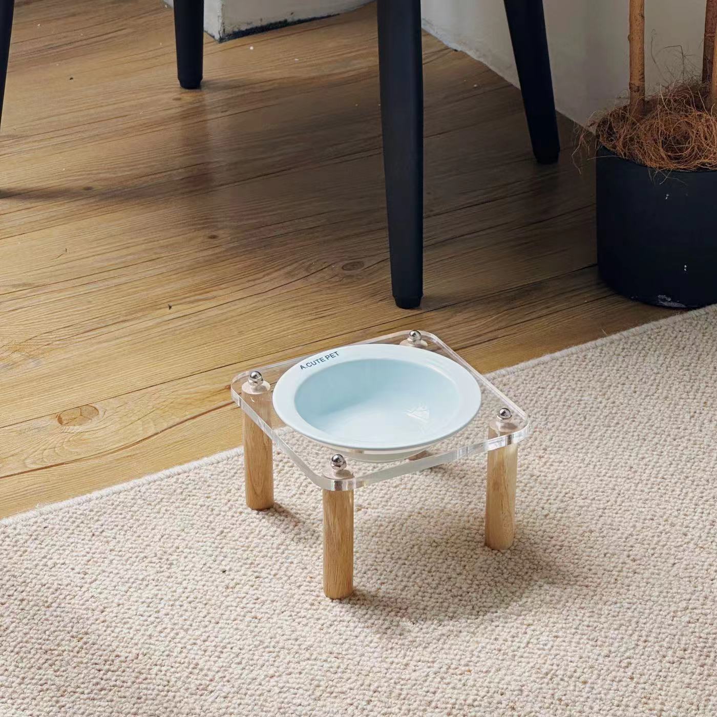 Anti-Tumble High-Leg Pet Water and Food Bowl Ceramic Double Set