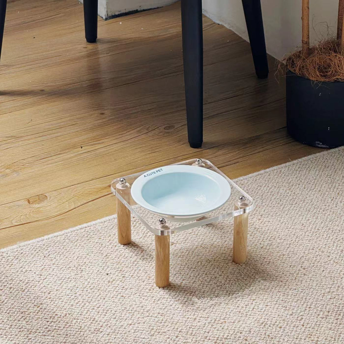 Anti-Tumble High-Leg Pet Water and Food Bowl Ceramic Double Set