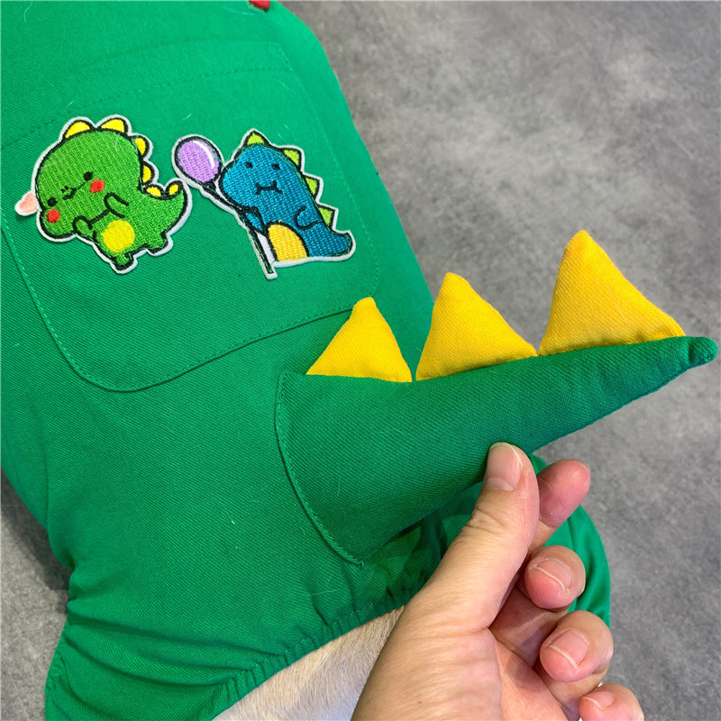 Pet Suspenders Outfit French Dinosaur Style Clothing For Pets