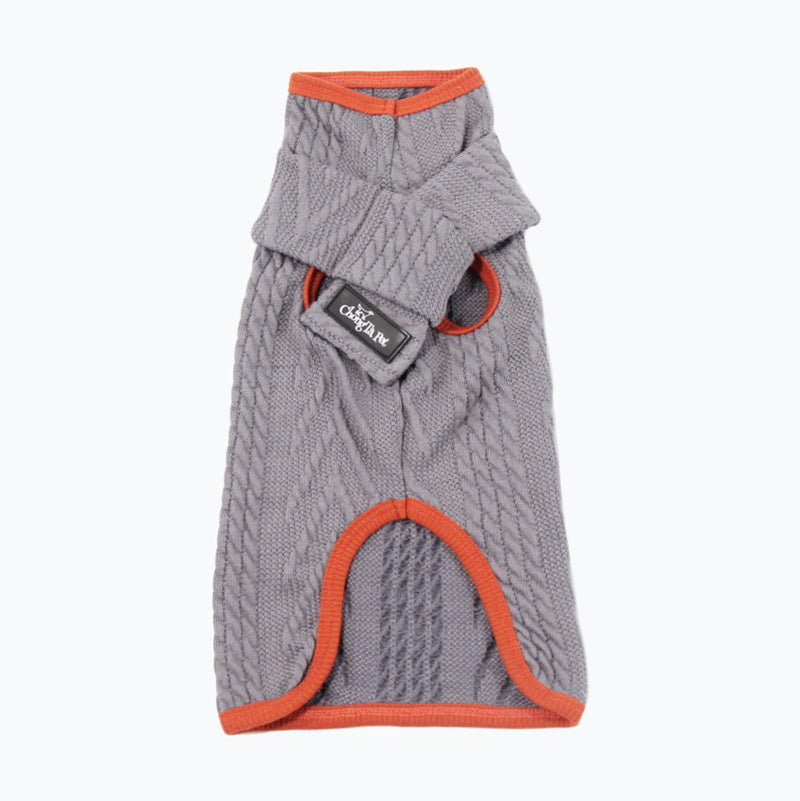 High Collar Vintage Pet Sweater Warm Winter Knit Clothing
