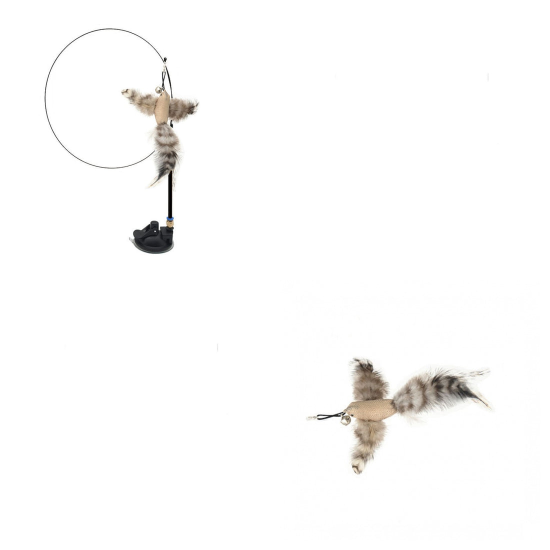 Adjustable Pet Teaser Stick Replaceable Head Steel Wire Feather Toy