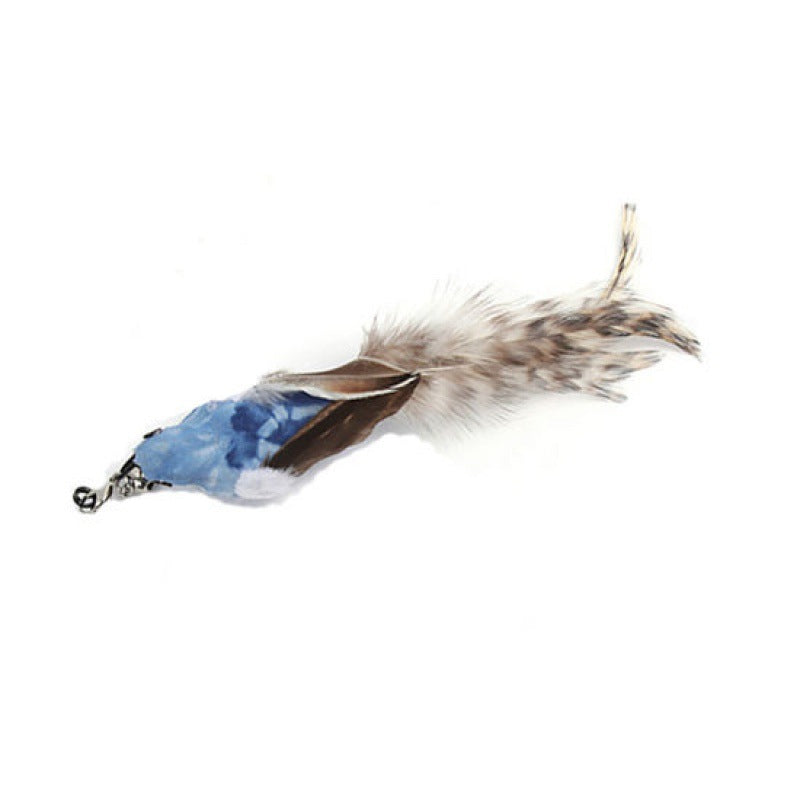 Adjustable Pet Teaser Stick Replaceable Head Steel Wire Feather Toy