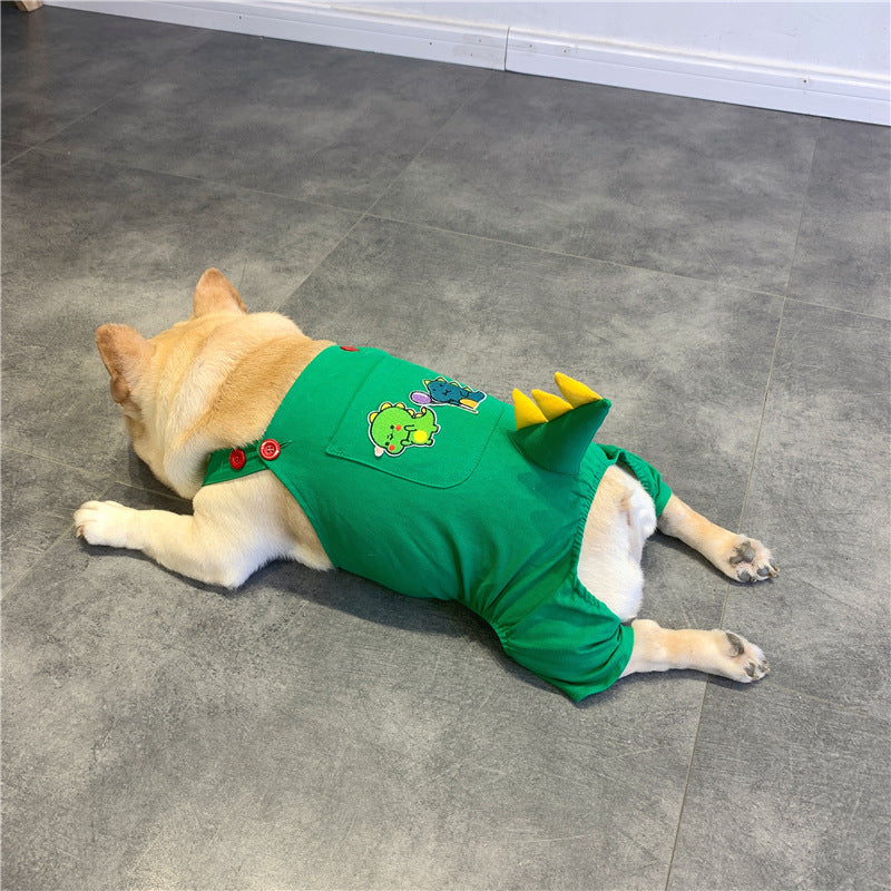 Pet Suspenders Outfit French Dinosaur Style Clothing For Pets