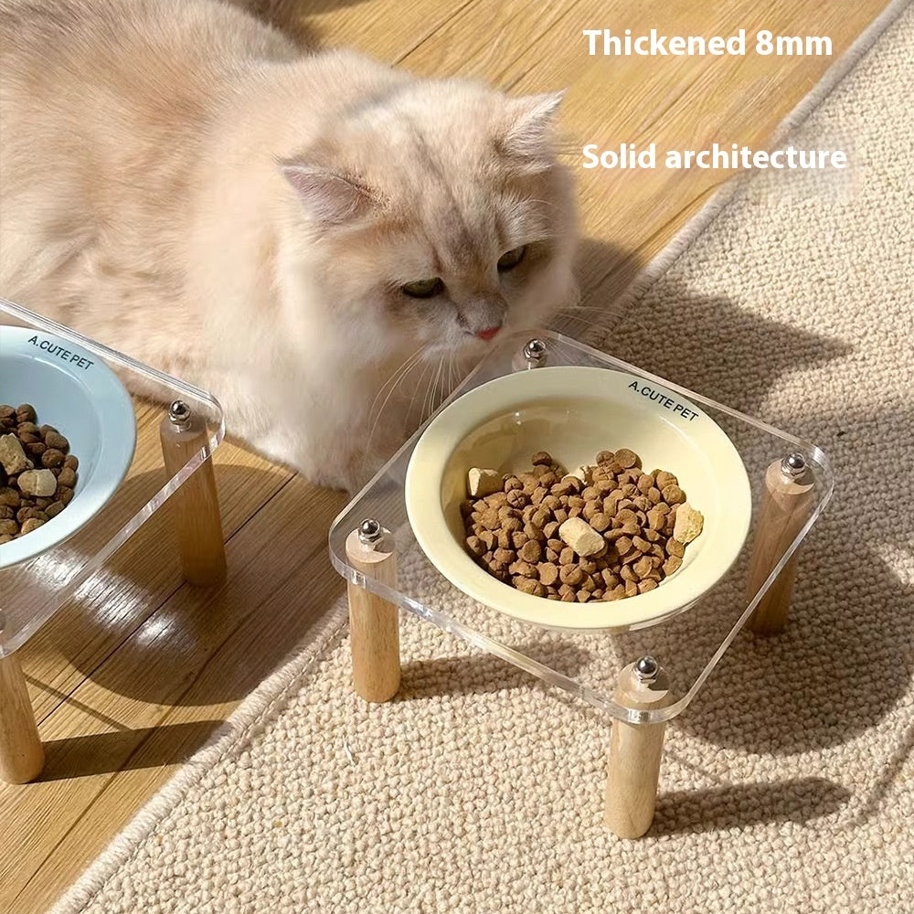 Anti-Tumble High-Leg Pet Water and Food Bowl Ceramic Double Set