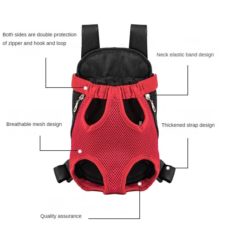 Pet Carrier Backpack Breathable Portable Adjustable Front Travel Bag
