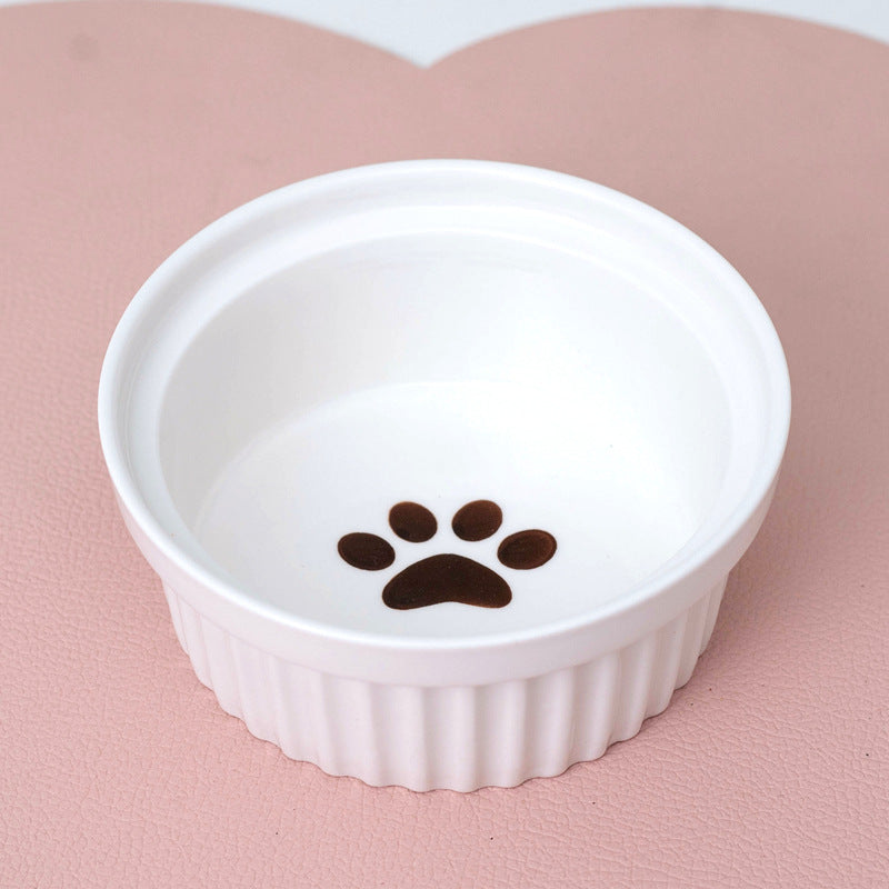 Ceramic Double Pet Bowl Elevated Tilted Feeding And Water Dish