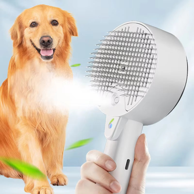 3-In-1 Electric Pet Grooming Brush With Steam Spray And Massage