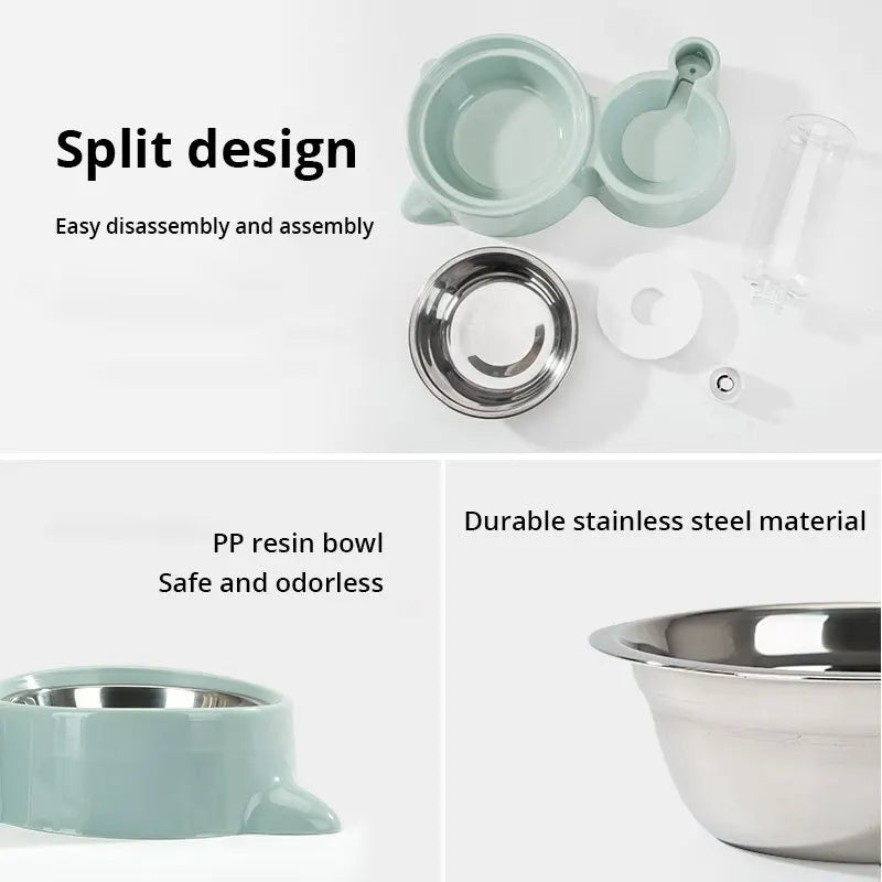 Automatic Pet Food And Water Feeder Bowl Fountain Dispenser