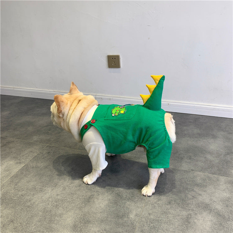 Pet Suspenders Outfit French Dinosaur Style Clothing For Pets