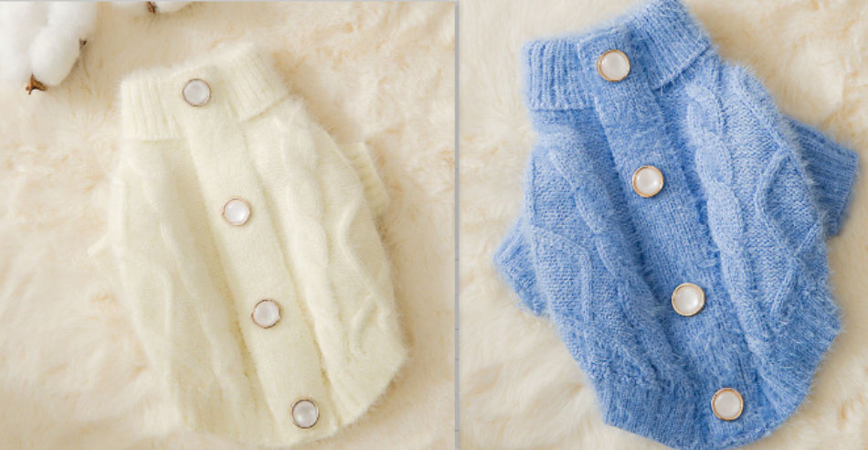 Striped Pet Sweater Cardigan Soft Knit Clothing