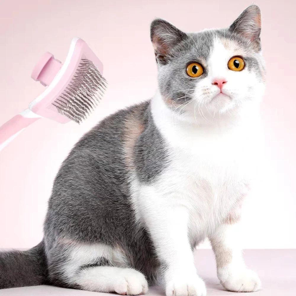 Self Cleaning Slicker Brush For Pet Hair Removal And Grooming