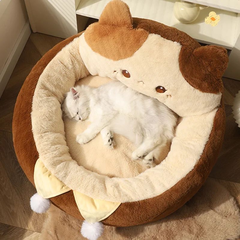 Round Pet Sofa Bed Soft Warm Cushion Mattress Deep Sleep Pad