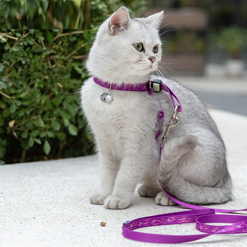 Pet Harness Vest With Bell Adjustable Chest Strap Leash