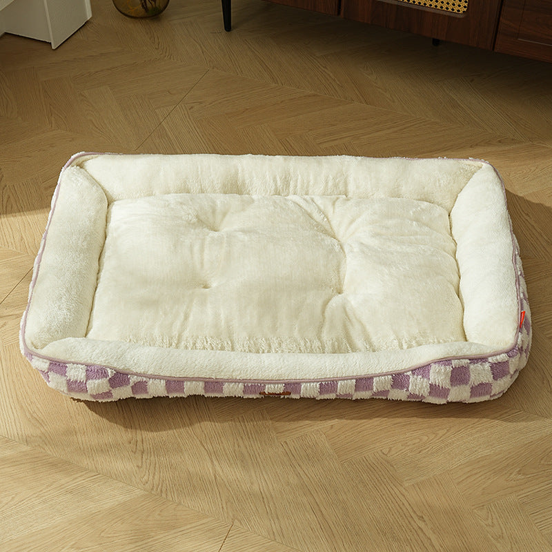 Thickened Warm Plaid Pet Bed Soft PP Cotton Mattress