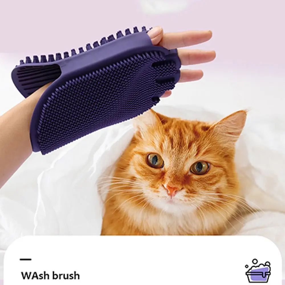 Massaging Pet Shampoo Brush Dual-Sided Soft Bristle Grooming Tool