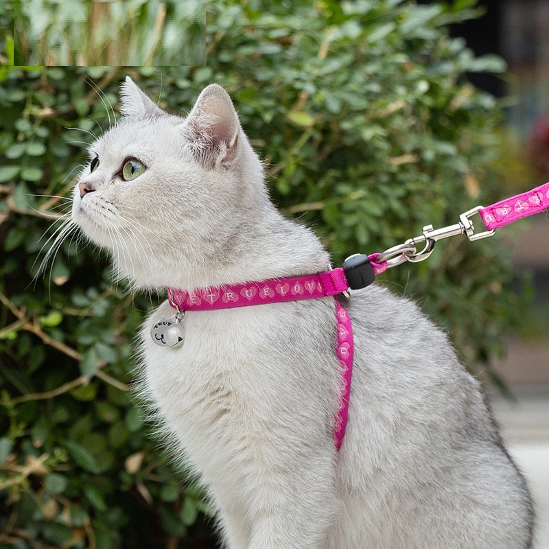 Pet Harness Vest With Bell Adjustable Chest Strap Leash