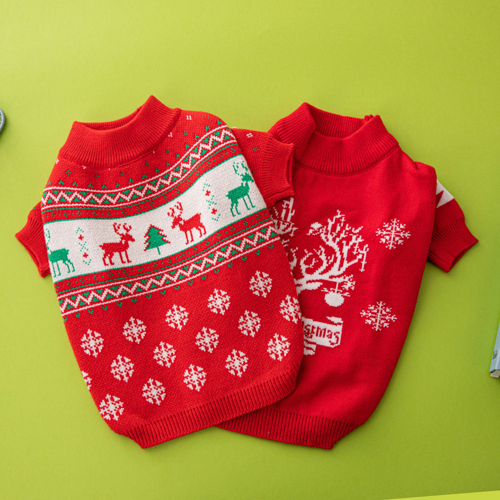Christmas Pet Sweater Tree Elk Soft Warm Knit Clothing
