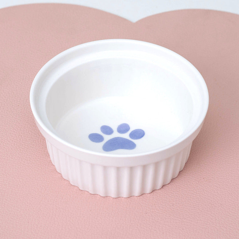 Ceramic Double Pet Bowl Elevated Tilted Feeding And Water Dish