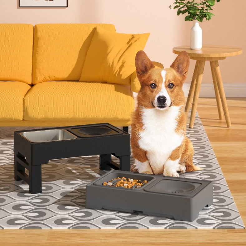 Adjustable Elevated Pet Double Bowl Stainless Steel Feeding Station
